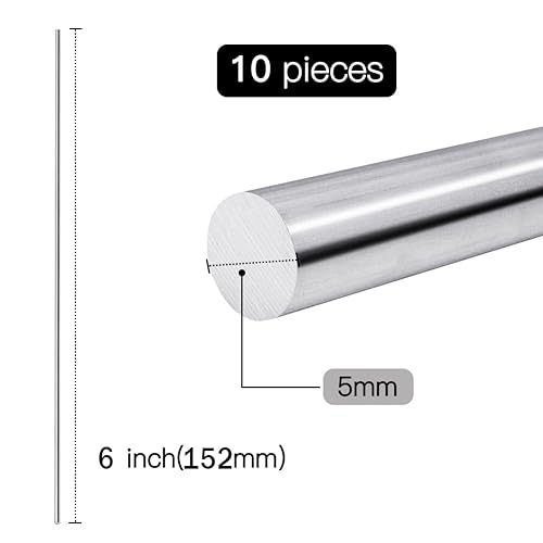 Miniatura 2 de Feelers Varilla redonda de aluminio de 316 "(5 mm) de diámetro 6061 de aluminio sólido para manualidades de bricolaje, 5.906 in de longitud, 10