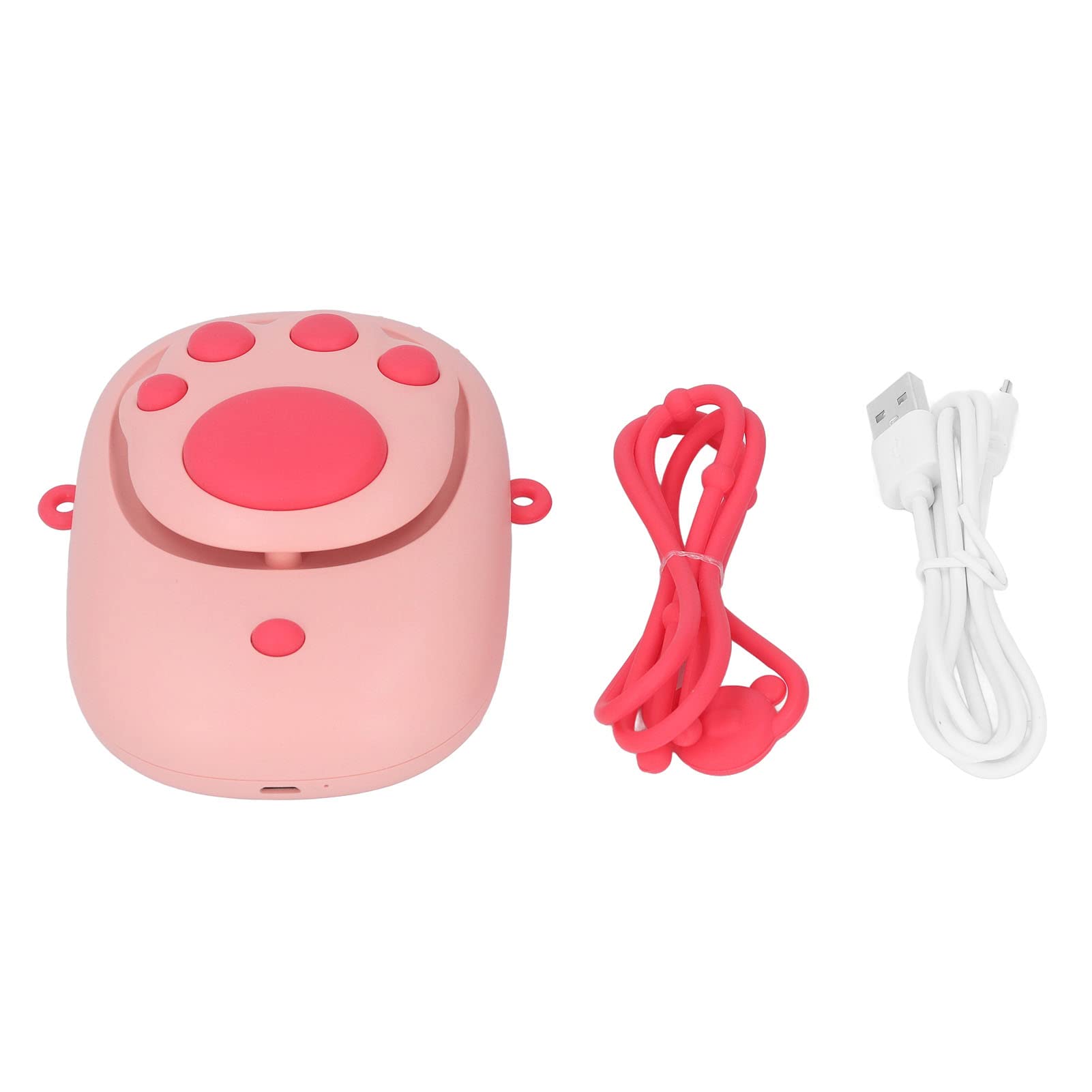 Adium Mini Hanging Neck Fan, Neck Fan Cat Paw Shape for Outdoor (Pink)