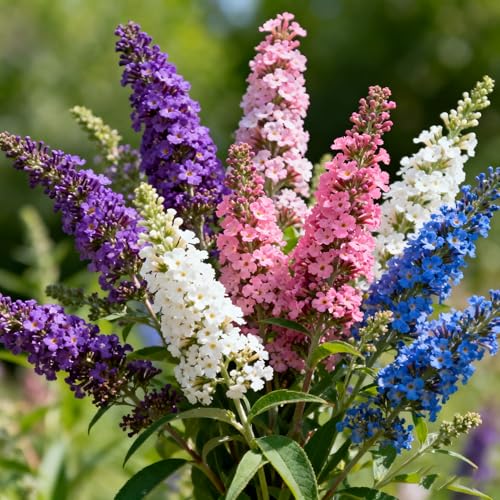 300+ Butterfly Bush Seeds for Planting, Mixed Color Buddleja Flower Seeds, Perennial Heirloom Non-GMO Buddleja Flower Seed for Outdoor Garden Home
