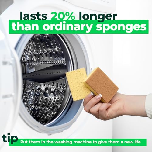 bioGo 24 Pack Biodegradable Kitchen Sponges - Eco-Friendly, Compostable, Natural Cellulose Dish Sponge - Washing Up - Biodegradable Kitchen - Image 4