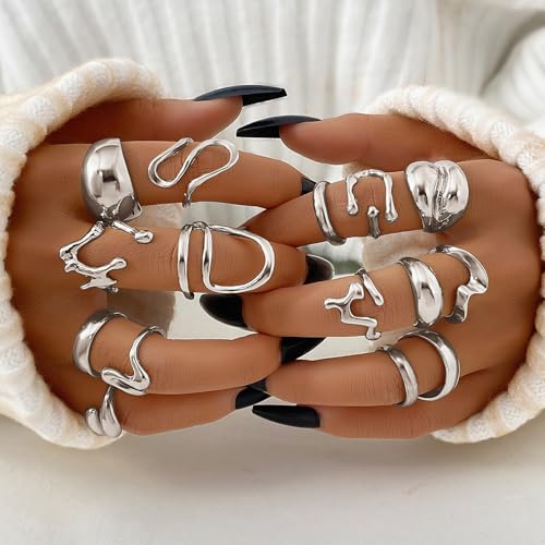 ifkm gold chunky rings set for women 14k gold plated thick dome stackable open rings trendy dainty minimalist jewelry gifts