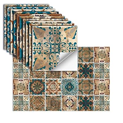 24 Pcs Peel and Stick Tile Backsplash Self-Adhesive Tile Sticker Vinyl Wall Stickers for Kitchen, Bathroom, Fireplace, Cupboard Decoration,HZ-43,6x6inch