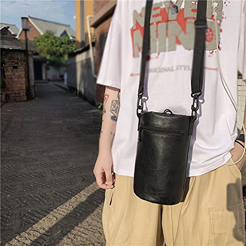 Torba na ramię męska PU damska cylindryczna torba typu bucket dla mężczyzn torba listonoszka na jedno ramię damska torebka na szminkę damska crossbody etui na telefon zamek błyskawiczny
