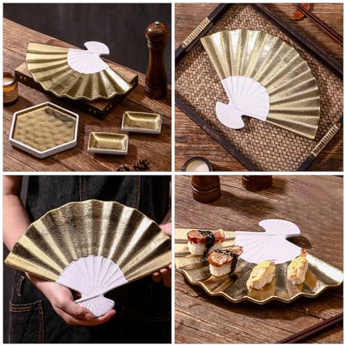 Plato sushi de porcelana en forma de abanico 12 pulgadas miniatura 3