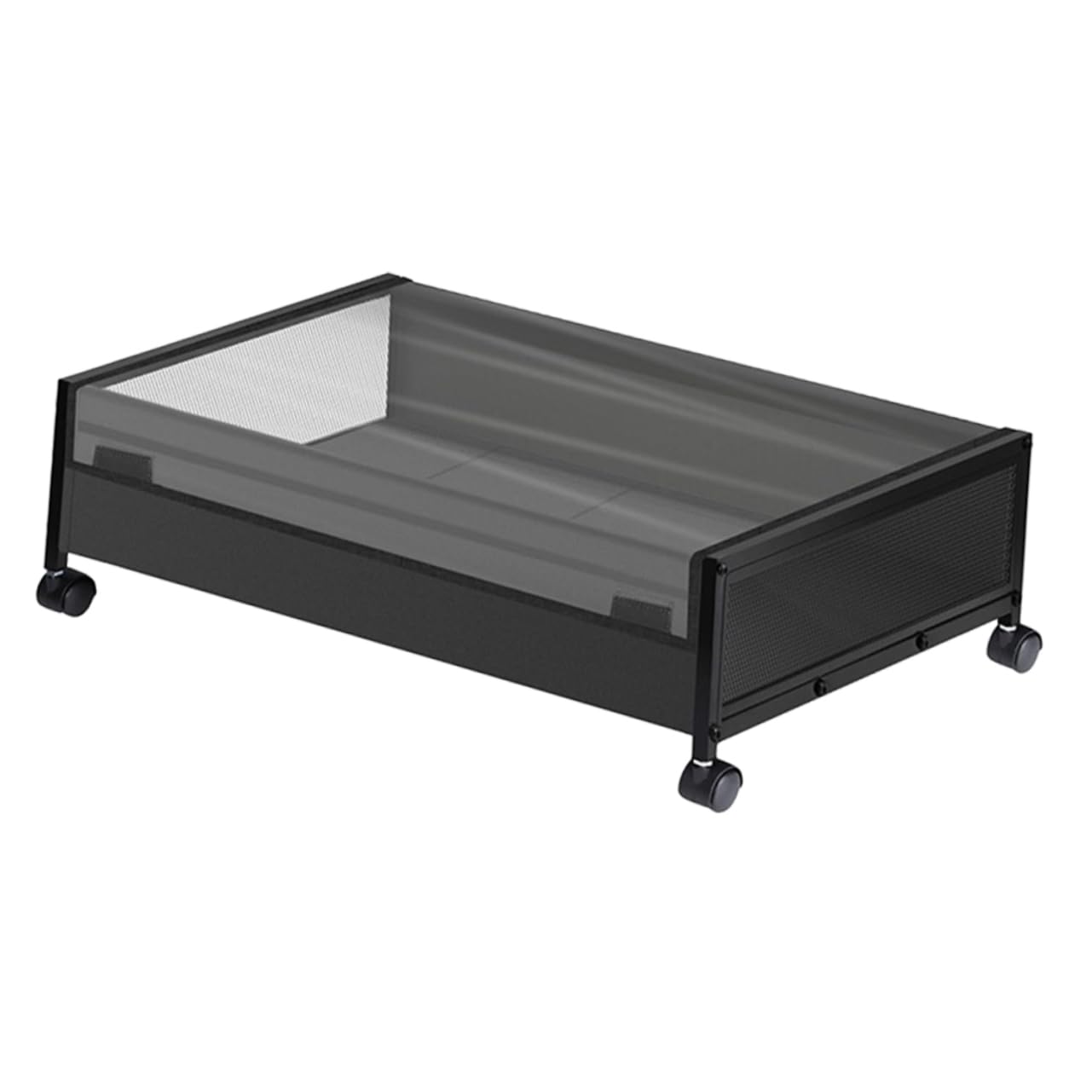 PRETYZOOM Cesta de Almacenamiento Debajo Cama Negro Tapa Transparente Organizador para Guardar Ropa Zapatos y Libros Dormitorio