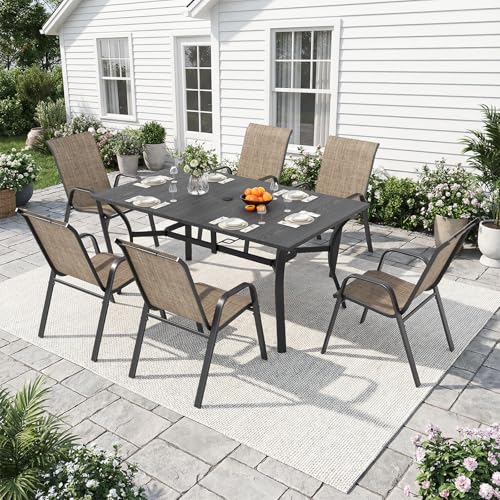 Metal Patio Dining Set with Adjustable Umbrella Hole