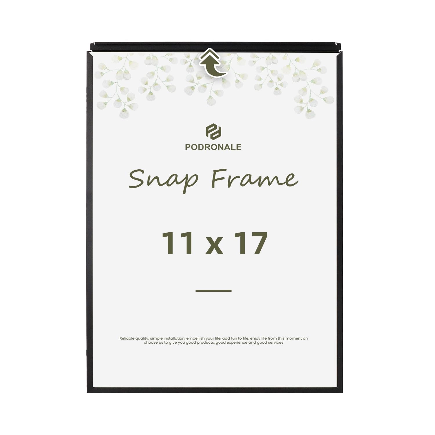 Podronale 11x17 Snap Frame Black Poster Front-loading Metal Click, Coating Aluminum Profile