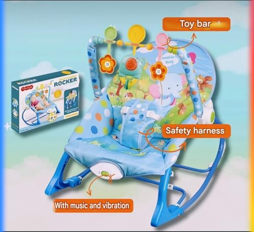 Portable Baby Rocking Chair with Removable Toy Bar, Calming Vibrations, and Adjustable Recline Rocker and Stationary Seat with Musical Toy and Machine Washable Pad