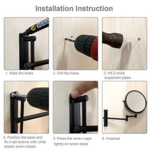 Lansi Wall Mounted Makeup Mirror, 10X Magnifying Mirror 8" Height Adjustable Wall Mirror, 360° Extendable Arm Double Sided Vanity Mirror For Bathroom Or Bedroom, Black Bathroom Mirror #TOP6