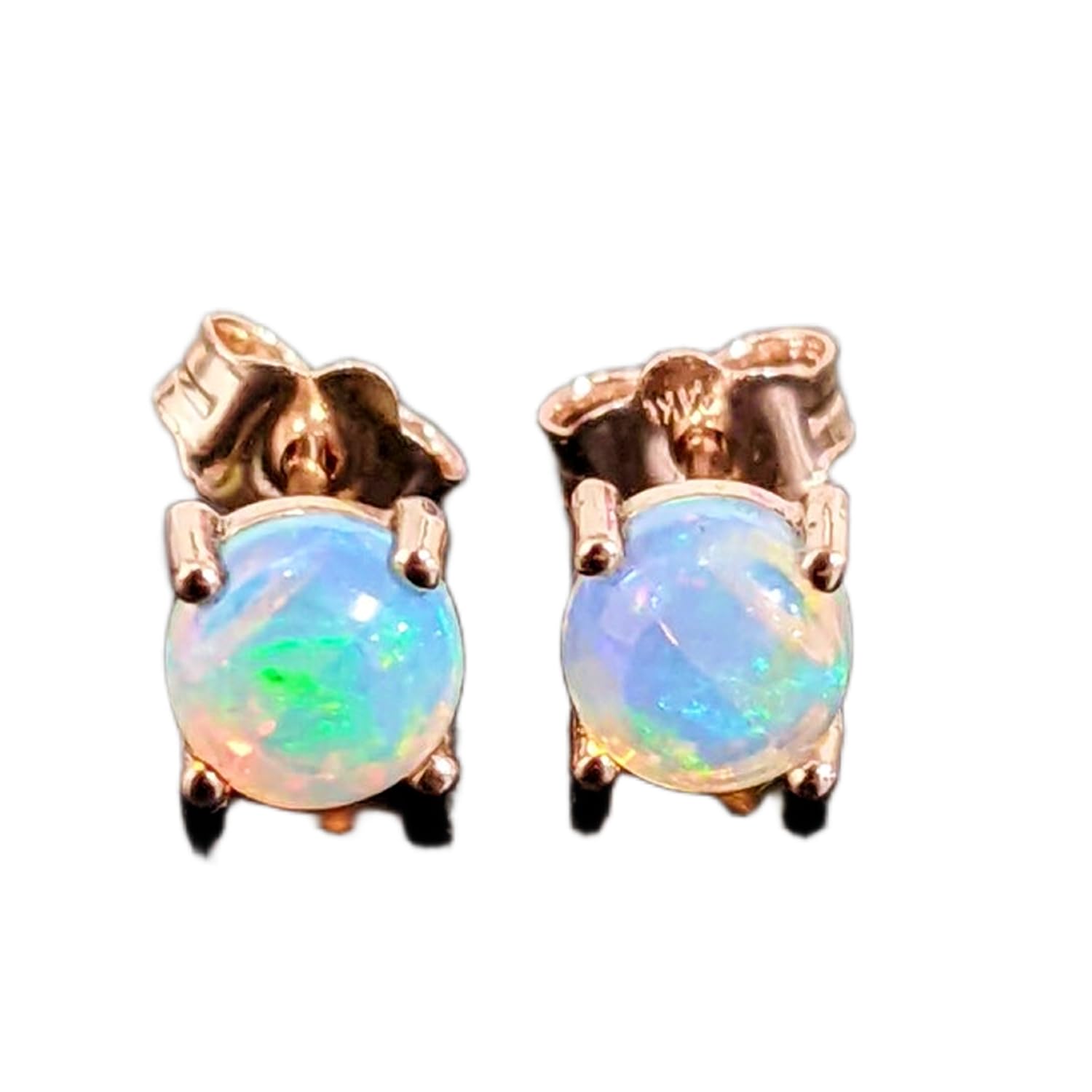 Puces d'oreilles opale ovale argent sterling 925 plaqué or