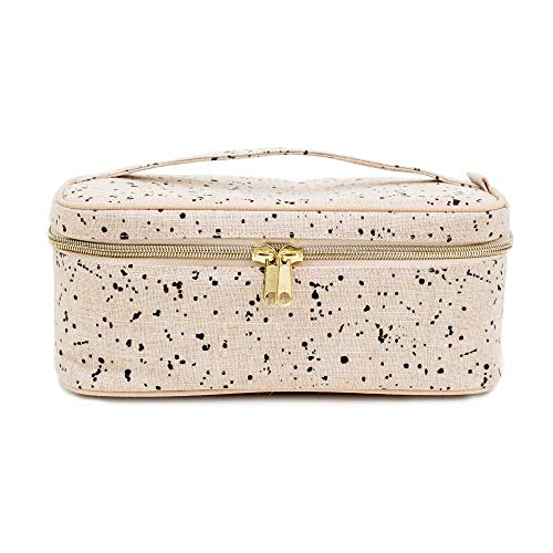 SoYoung Linen Splatter Beauty Poche l Stylish & Modern Insulated Makeup Case | Machine Washable | PVC, Phthalate, Lead & BPA Free