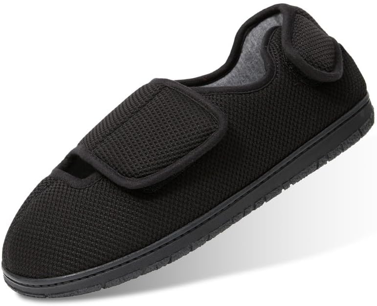 WALKFUN Men's Diabetic House Shoes Mesh Memory Foam Indoor Slippers Removable Insole Adjustable Slip on Slippers for Men - Image 3