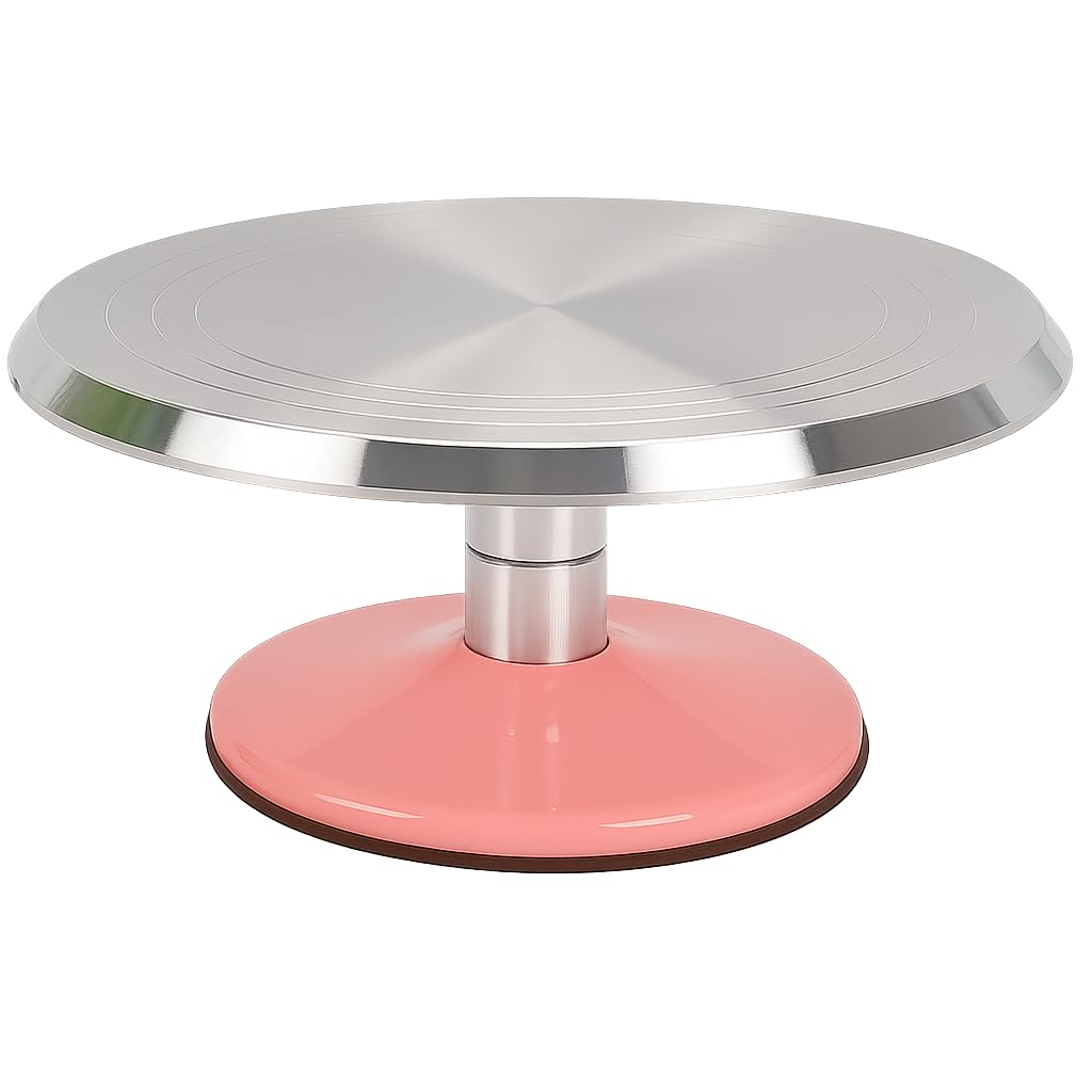 Smooth Rotating Turntable for Cake and Cupcakes Decoration 12inch (1 Pcs) Cake Decorating Turntable Metal Cake Stand