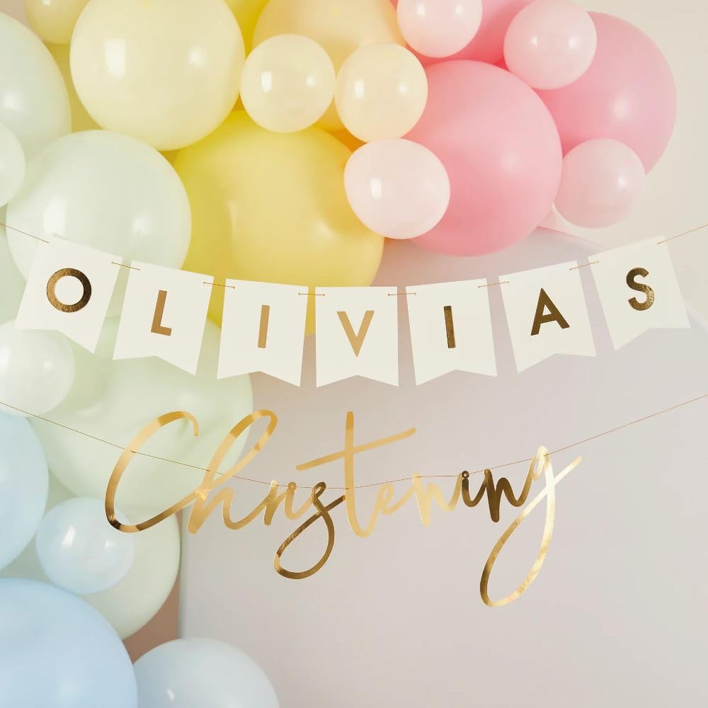 Club Green Gold Personalised Christening Banner with Name, Christening Backdrop, Venue Decorations, Christening Party 2m