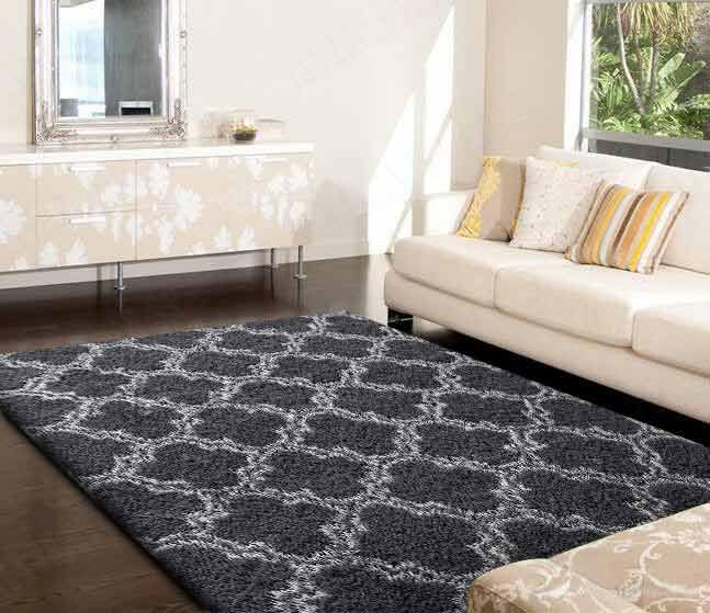 Tinyboy-hbq Tappeto a pelo lungo per camera da letto, soggiorno, antiscivolo, morbido, in pelliccia, per camera da letto, soggiorno, casa, colore: nero, 185 x 185 cm