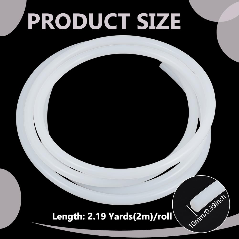 BENECREAT Cordón de espuma de silicona firme de 78.7 pulgadas, cordón de goma blanca de 10 mm para asa de bolsa, sofá, silla, camino de mesa, manualidades de cuero