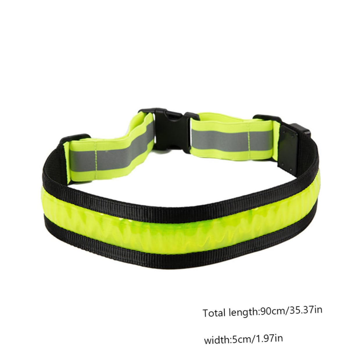 Happyyami Adjustable LED Reflective Running Belt Rechargeable High Visibility Strap for Night Running Hiking Cycling Visibility Comfortable Fit Durable Material Green