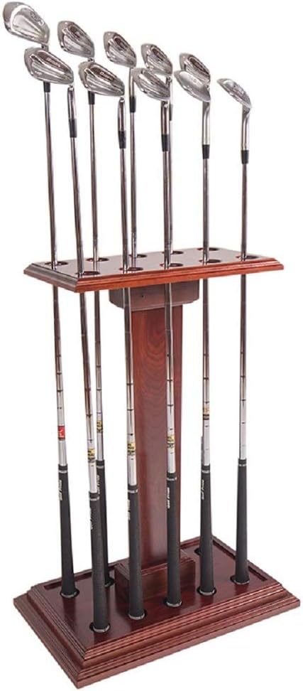 Premium Wooden Club Display Rack | 10 Club Capacity | Perfect for Golf Simulators | Solid Hardwood with Cherry Finish | Great Golf Gift