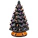 Best Choice Products Pre-Lit 15in Ceramic Halloween Tree Holiday Decoration w/Orange & Purple Bulb Lights