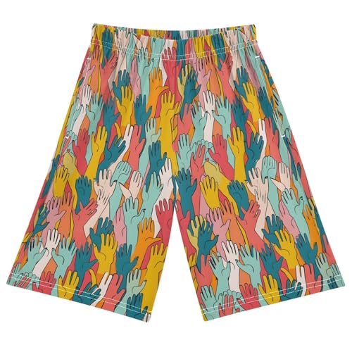 Many Hands Sleep Shorts Summer Pajama Shorts Elastic Waist Sleep Bottoms with Pockets 6-14 Years