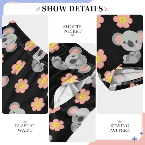 Koala Daisy Flowers Boys Long Pants Soft Trousers Elastic Waist Kids Lounge Bottoms with Pockets S-XL4