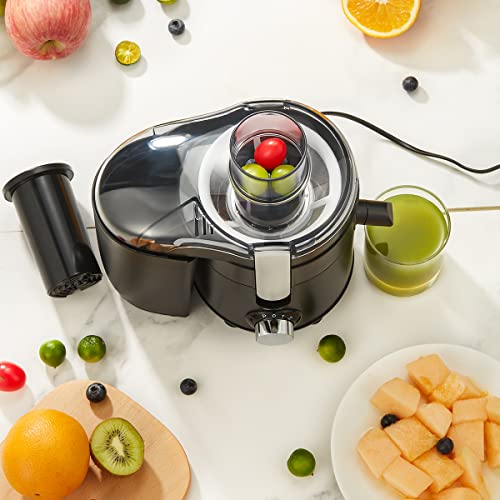 Lawazim Fruit Juicer 950 ml 350 W|Fruit Power Juicer Machine Wide Feed Tupe Juice Extractor For Whole Fruit And Vegetable, Stainless Steel, Dual Speed, Black, K50030