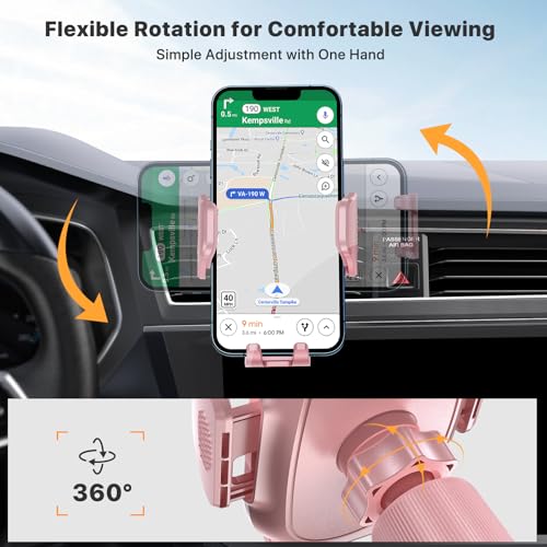 Image of miracase Phone Holders for Your Car with Metal Hook Clip, Cell Phone Mounts Air Vent Cell Phone Stand Car Mount, Universal Automobile Cradle Fit for iPhone Android and All Smartphones (Pink)