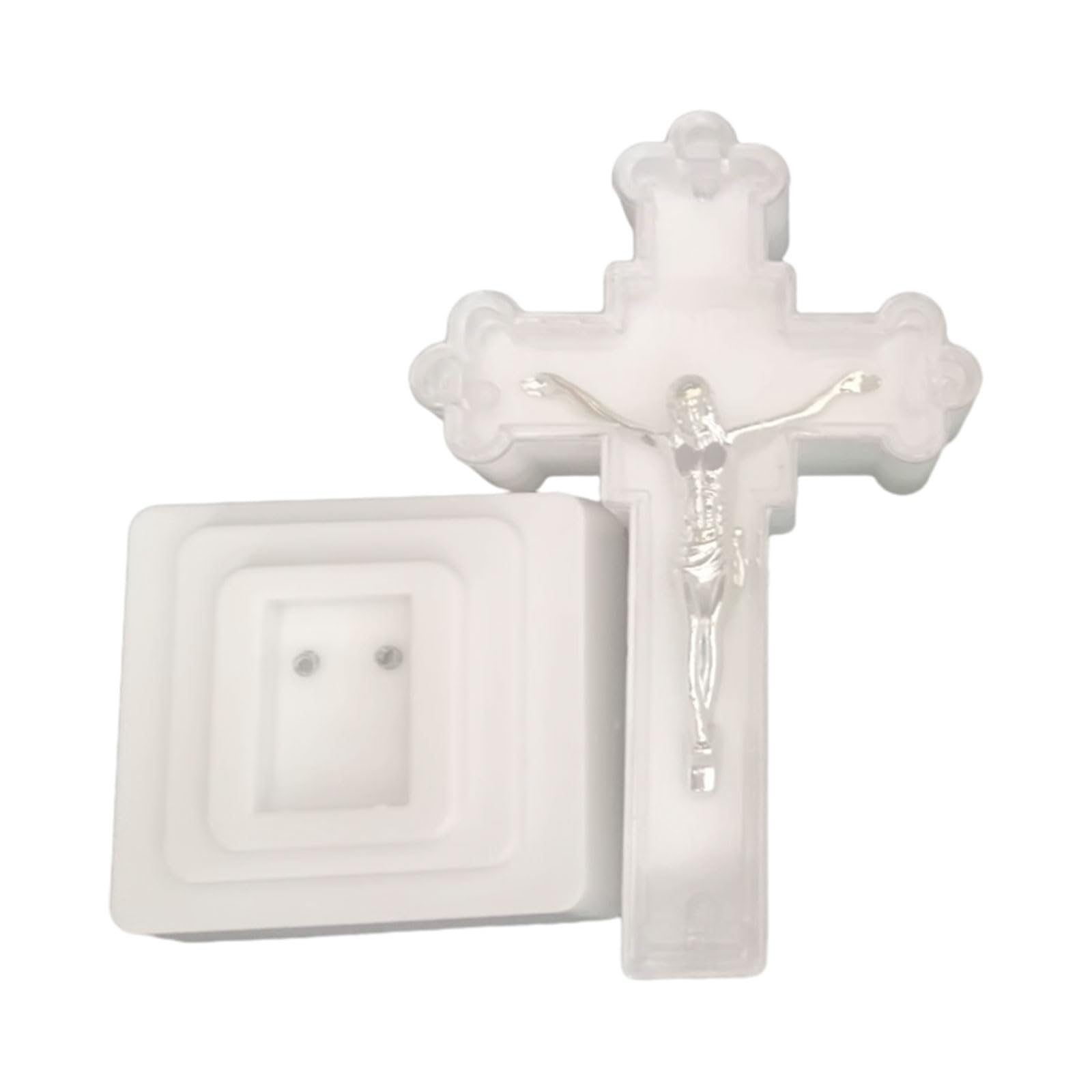 yanwuwa Cross Shaped LED Night Lamp Ornament Standing Catholic Crucifix Statue Religious Home Tabletop Crosses Large Standing Cross