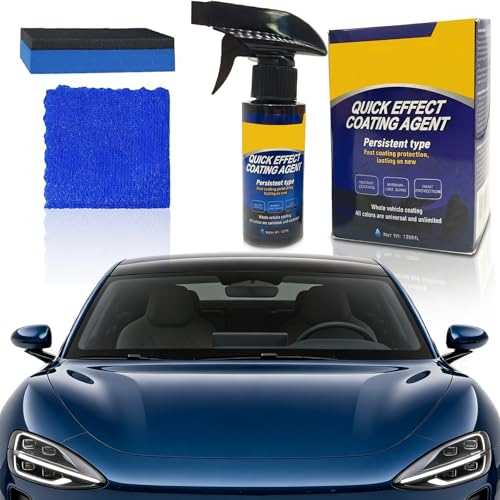 Quick Effect Coating Agent for Car Quick Effect Coating Agent Waterless Wash & Polish Car Coating Spray for Shine & Protection Quick Acting Paint Protection and Glass Cleaner(1Pack:120ml+Brush+Towel)