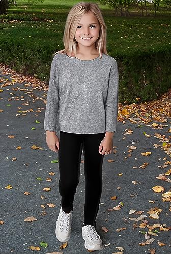 Clementine Apparel Girls Big Three-Pack Everyday Long-Sleeve T-Shirts, Grey, X-Large / 14-164