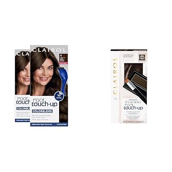 Clairol Root Touch-Up by Nicen Easy Permanent Hair Dye, 4 Dark Brown Hair Color, Pack of 2 & Root Touch-Up Temporary Concealing Powder, Dark Brown Hair Color, Pack of 1
