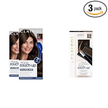 Clairol Root Touch-Up by Nicen Easy Permanent Hair Dye, 4 Dark Brown Hair Color, Pack of 2 & Root Touch-Up Temporary Concealing Powder, Dark Brown Hair Color, Pack of 1