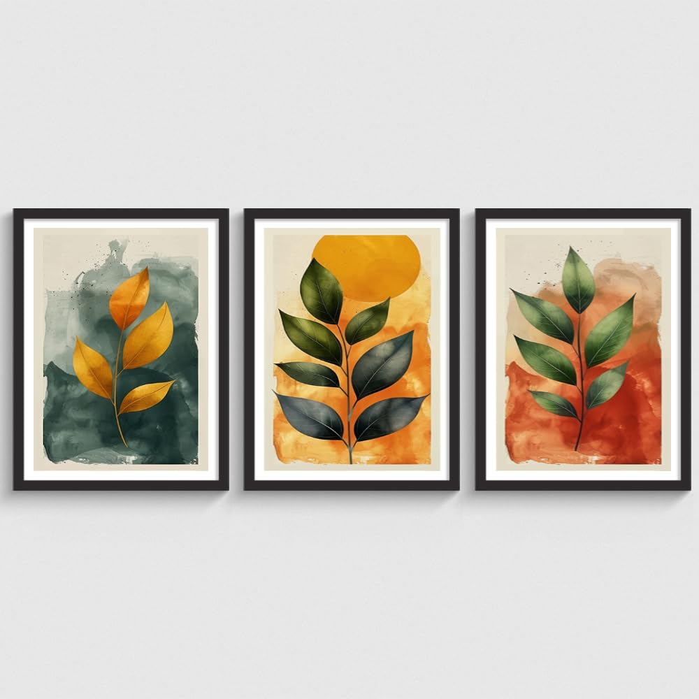 COLOSSAL ART HOUSE Set of 3 Tree Leaf Wall Painting for Living Room & Bedroom Painting for Wall Decoration - (10x13 Inch, Wall Decor Paintings)