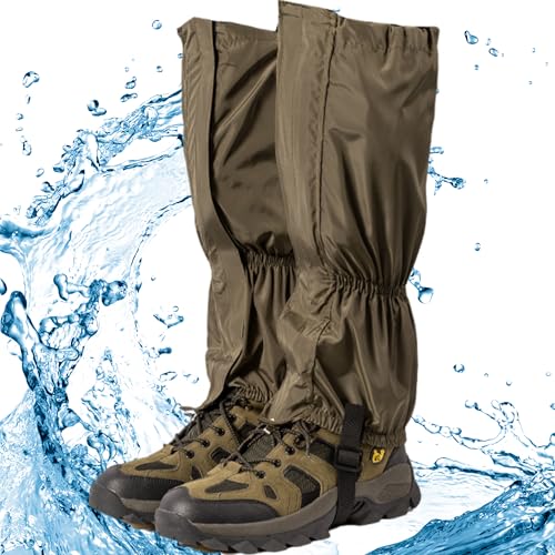 SQAQS Outdoor Gamaschen, wasserdichte Einstellbare Gamaschen, Schneegamaschen Wandergamaschen, Beinschutz Gaiter für Klettern, Trekking, Wandern, Radfahren, Angeln, Bergsteigen, Jagen (grün)