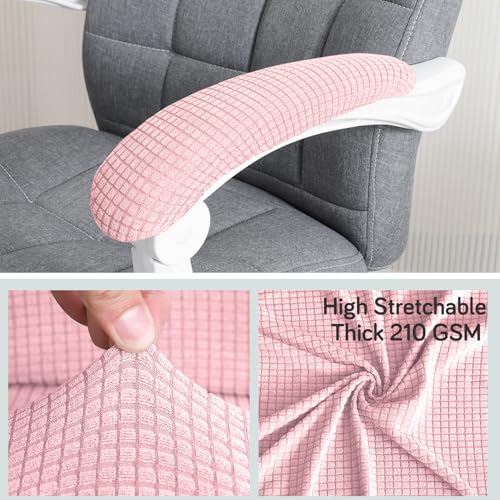 Image of HOKIPO 210gsm Jacquard Water Repellent Armrest Covers for Office Chair (Elastic Style), 1 Pair, Pink (AR-5931-PNK)