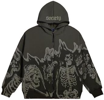 Y2k Hoodie Men Women Graphic Zip Up Hoodie Grunge Pullover Sweatshirt Harajuku Jacket Streetwear