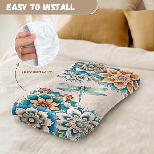 Image of ZOUTAIRONG Dragonfly Flowers Sheets Soft Breathable Mini Crib Fitted Sheets Portable /Convertible Playard Mattress Cover for Baby Boy and Girl Blue