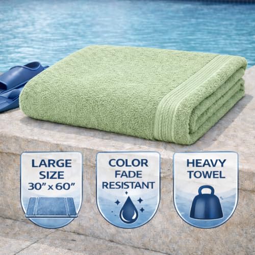 Image of Fitness Mantra Cotton Bath Towel 650 GSM | Heavyweight, Soft & Absorbent | Quick Dry | Large 30 x 60 Inch Towel for Daily Bath Use | 1 Peace| Pista|
