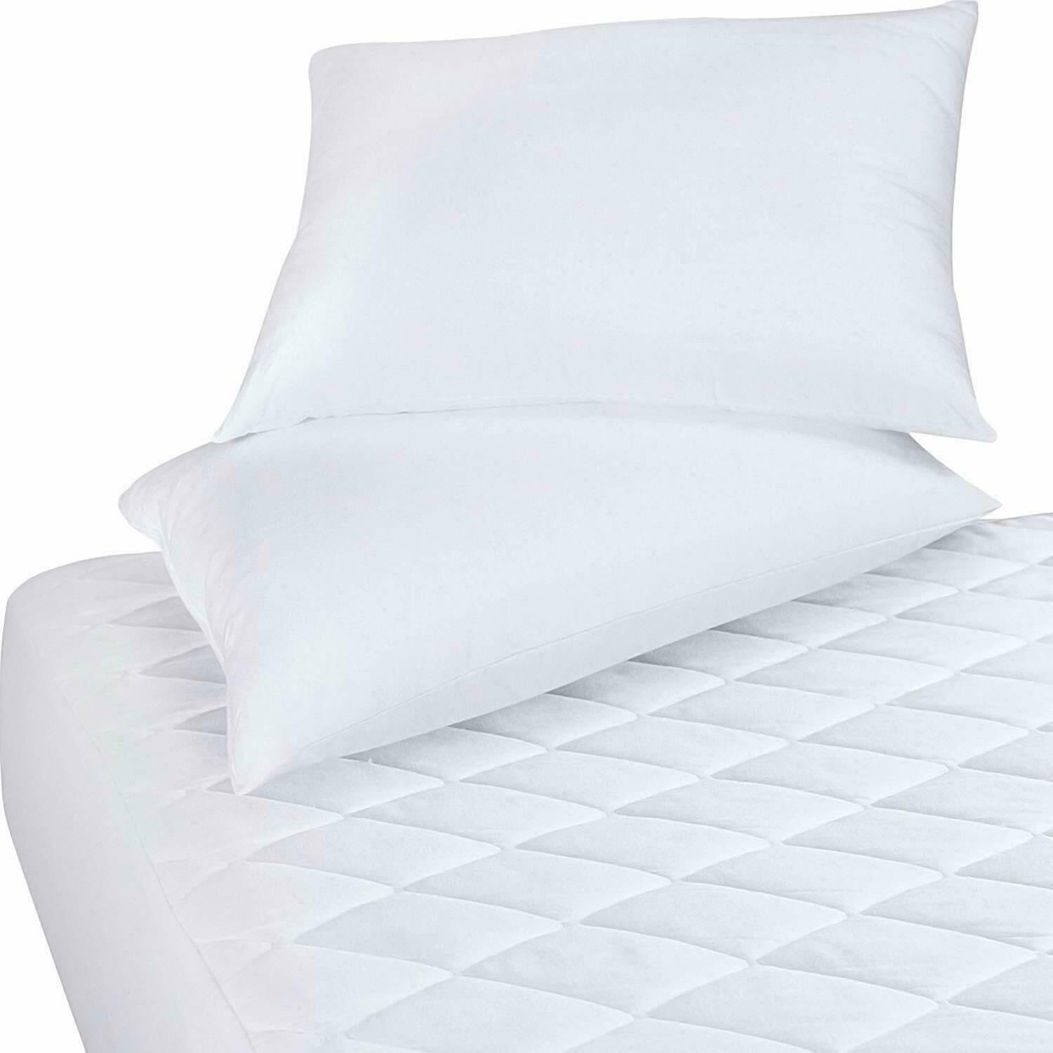 VEARZยฎ Extra Deep 100% Cotton Quilted Waterproof Mattress Cover Fitted Bed Pad Breathable Hypoallergenic Mattress Topper Ultra Soft Protector Cot Pack 4 Pillow Cases