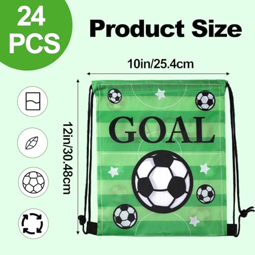 Soccer Drawstring Bag - 24 x 12" Multicolor Goodie Bags with Drawstrings-Snack & Party Pack for Soccer Theme Birthday Parties2