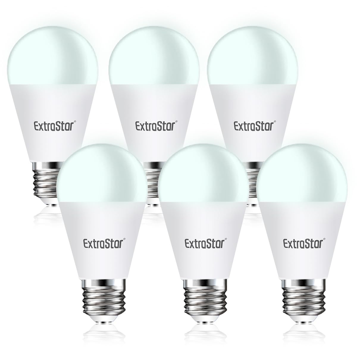 EXTRASTAR 15W E27 LED Light Bulbs, A60 Cool White 6500K Daylight, 1500lm, 99W Equivalent, Edison Screw Light Bulb, Non-Dimmable, Pack of 6 [Energy Class F]