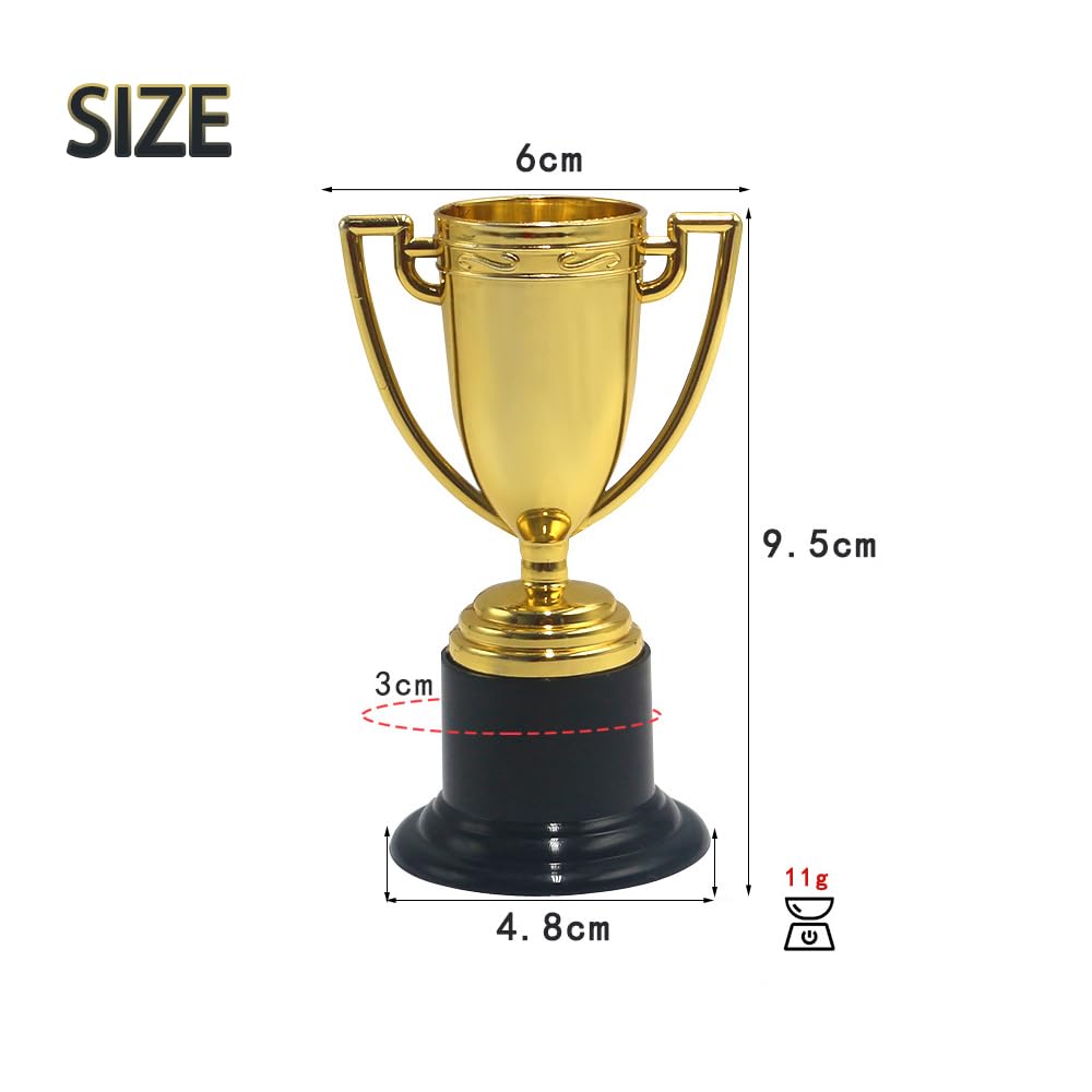 Mini Trophées Dorés,6 Petits Trophées en Plastique pour Anniversaires d'Enfants Tournois Sportifs Récompenses Scolaires Cadeaux de Fête et Evénements de Bureau Décorations et récompenses polyvalentes