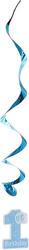 Miniatura 3 de Beistle Mini centro de mesa en cascada de 1er cumpleaños, 7 12 pulgadas, azulblancoplateado