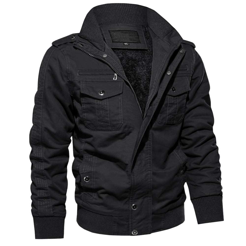 MAGCOMSEN Winterjacke Herren Jacke Winter Warm Bomberjacke Gefüttert | Warm Gefüttert, Winddichtes Design, Taschen für Handy und Kleinigkeiten, Militär‑Taktischer Stil, Für Outdoor und Alltag