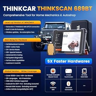 THINKCAR Bidirectional Scan Tool, THINKSCAN 689BT Full System Automotive Diagnostic Tool with Lifetime Free Update, 3000+ Active Test, ECU Coding, 34+ Service, CANFD & DoIP, FCA AutoAuth