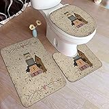 PATINISA 3 Piece Bathroom Rug Set,Heart Primitive Faith Family Friends Country Pip Berry...