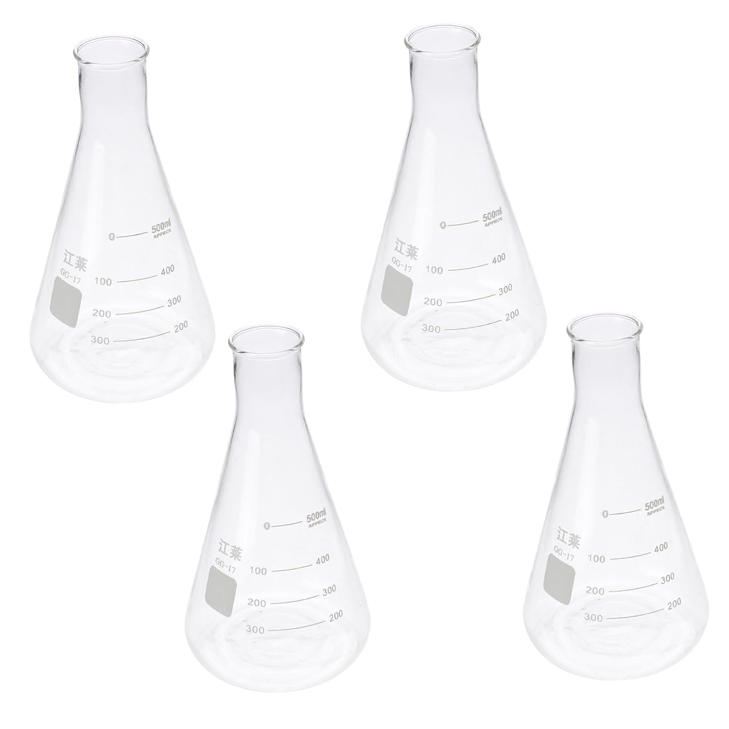 Cabilock 4pcs Thickened Borosilicate Glass Conical Flask for School Experiments Wide Neck Erlenmeyer Flasks Capacity Laboratory Glassware for Accurate Measurements