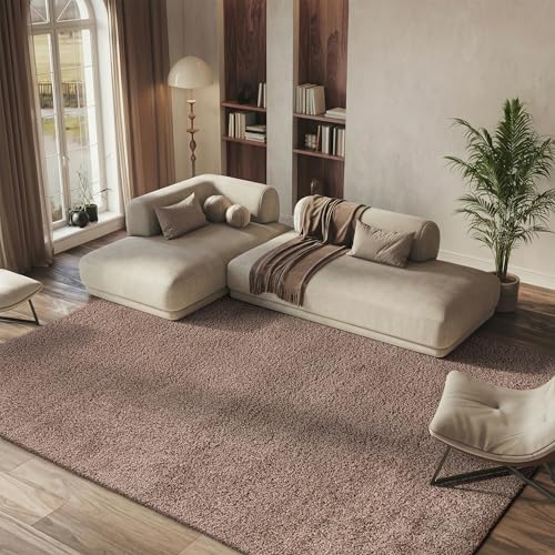SAFAVIEH Area Rug 8x10 - California Shag Collection - Large - Taupe, Non-Shedding & Easy to Clean, Ultra Plush Thick Pile, Ideal for Living Room, Bedroom, Dining Space (SG151-2424)