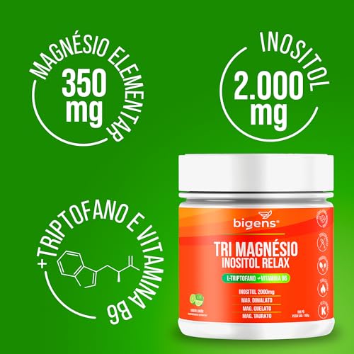 Tri Magnésio (dimalato, quelato, taurato) Inositol Relax, 180g, Biogens (Limão)