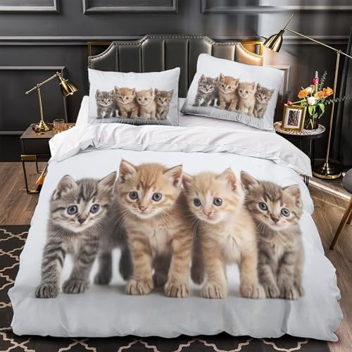 Linge de lit chatons mignons 135x200 microfibre respirante pour ado - 2